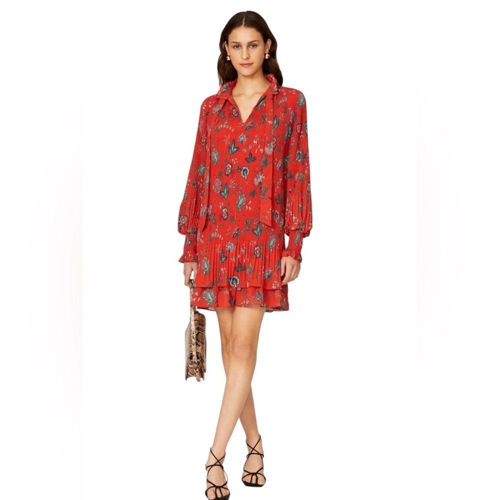 Derek Lam 10 Crosby - Red Floral Pleated Dress Sz 38/2